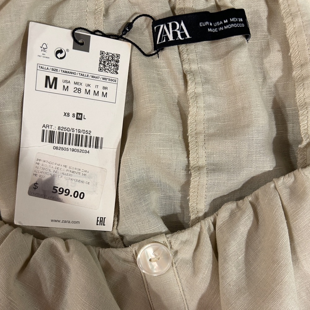 Zara Women’s Off The Shoulder Ruffle Cream Crop Top Size-M NWT - Picture 9 of 13